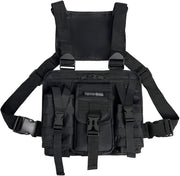 Borsa tattica - Impermeabile - Multifunzionale - Adattabile - Tasca radio - Borsa da trasporto - Corsa - Escursione - Allenamento - Caccia - Pesca - Adatta per attività outdoor - Nero.