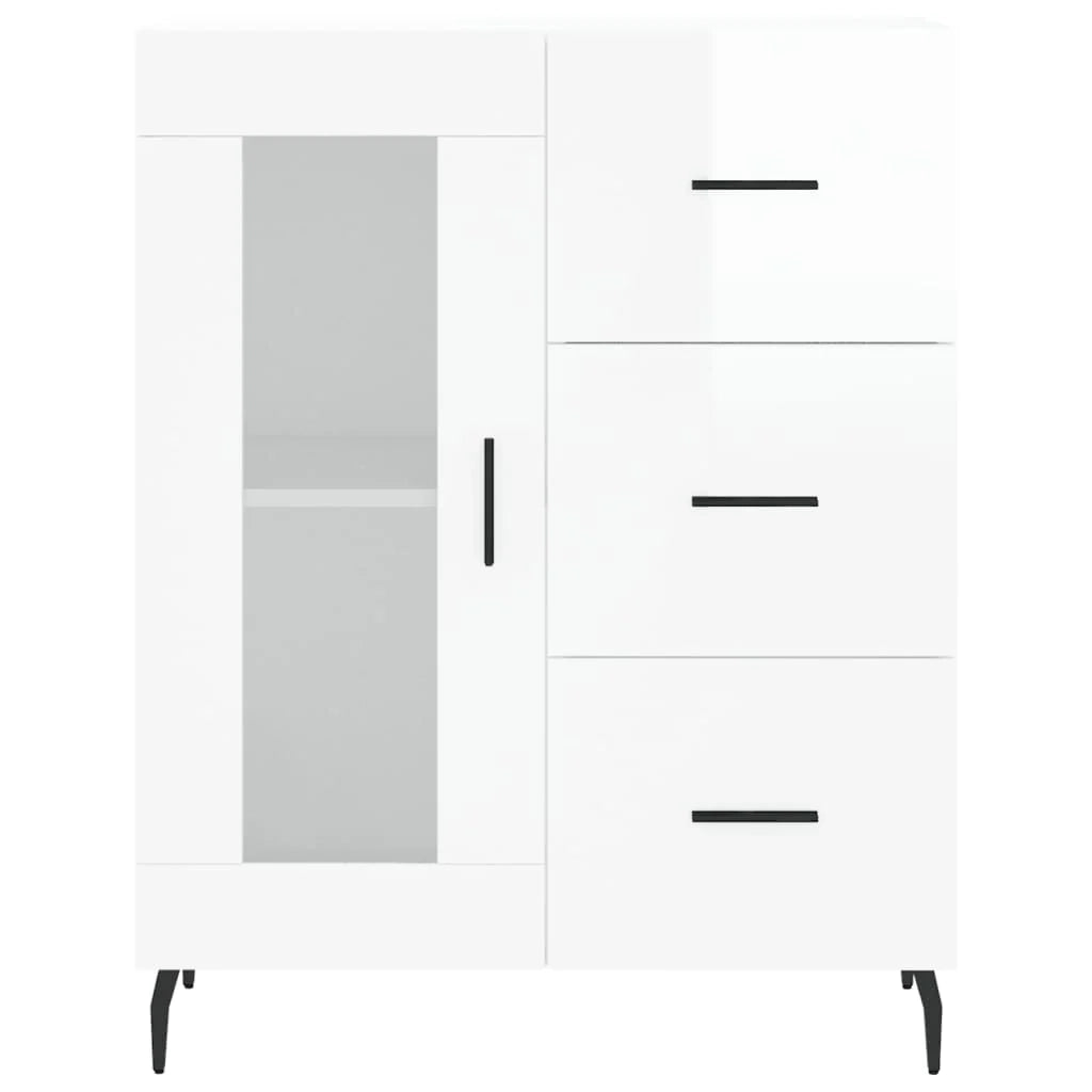 Buffet credenza cassettiera mobiletto mobile contenitore organizer per cucina soggiorno finitura lucida 69,5 x 34 x 90 cm legno ingegnerizzato bianco 02_0030746