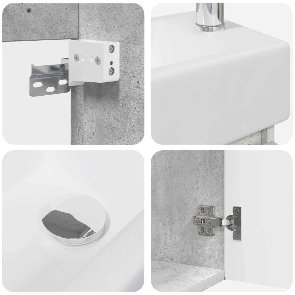 Mobile bagno con rubinetto Grigio Cemento 45,5 x 22,5 x 84 cm