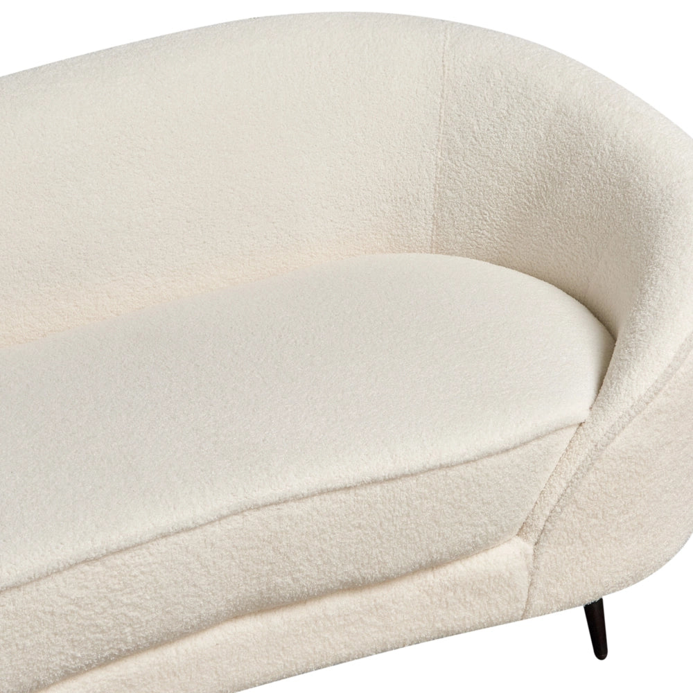Divano velluto bianco glamour curvo in stile retrò a 2 posti con gambe metallo