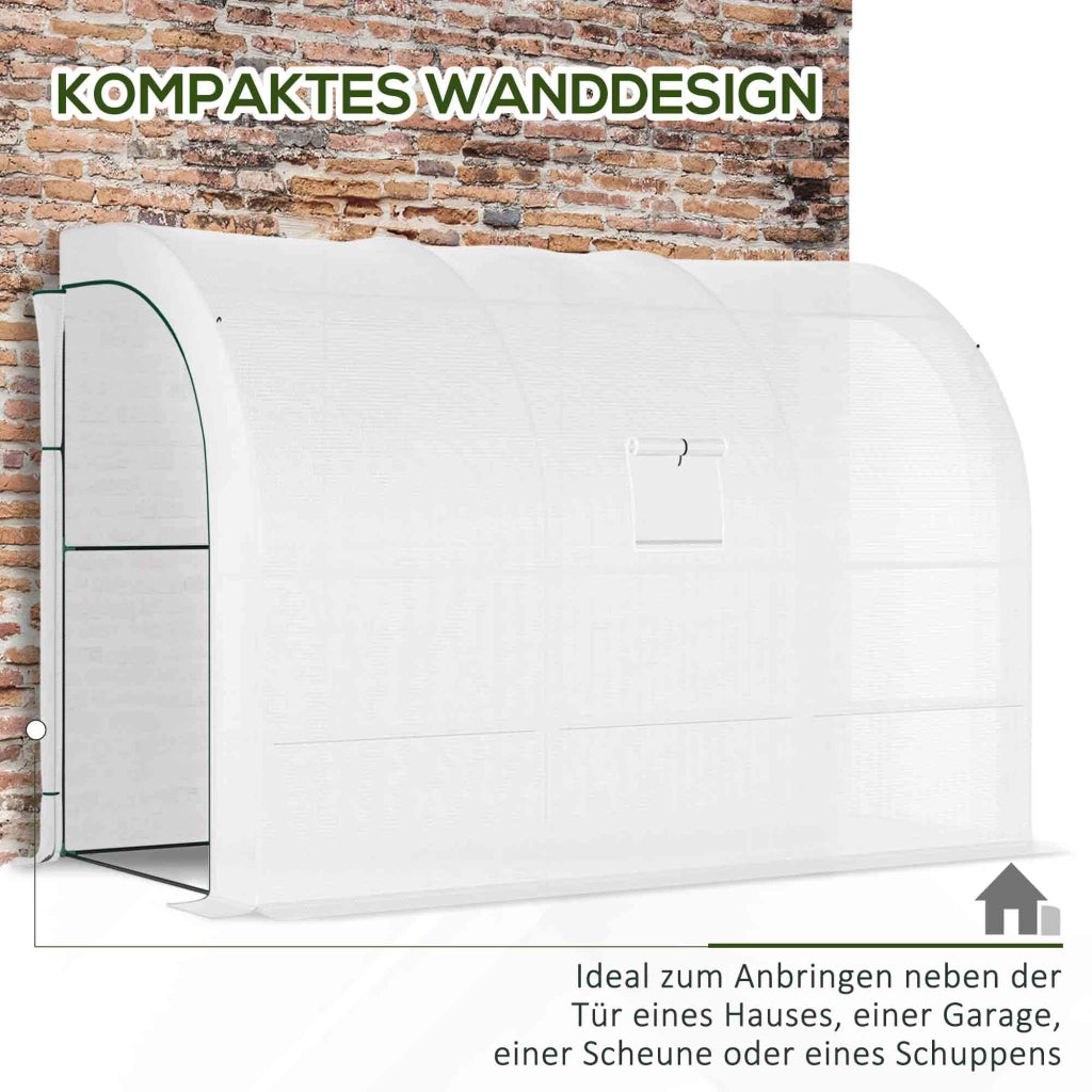 Serra da Giardino con Copertura in Plastica, 3 Ripiani, Porte a Zip, Bianco ¨C zephmum ¨C 200x100x150 cm