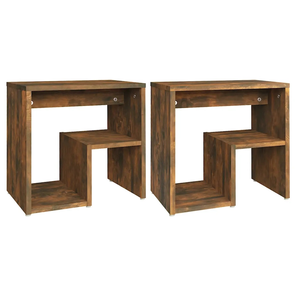 Set di 2 Comodini | Armadio da Notte | Mobiletto da notte Rovere Fumo 40x30x40 cm in Legno Multistrato