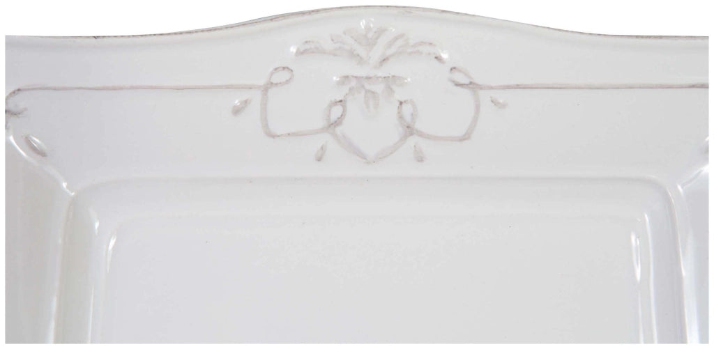 Biscottini Vassoio rettangolare in porcellana bianca Shabby L40,5xPR21,5xH3,2 cm
