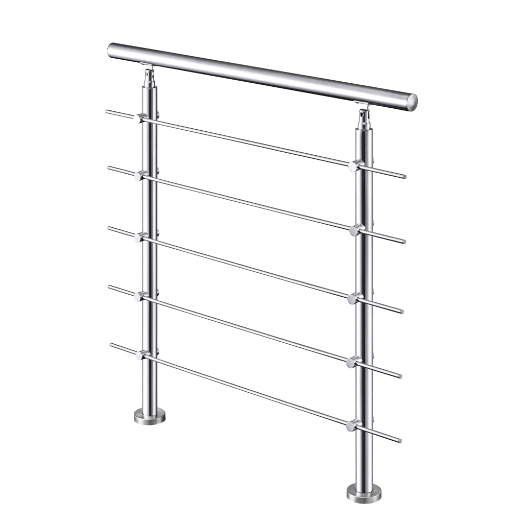 Balaustra Corrimano Ringhiera in acciaio inox spazzolato 80x106cm per interni ed esterni 5 barre trasversali