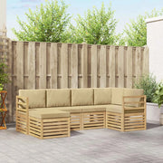 Set di divani da esterno 6 pcs Bianco e Beige Poliestere