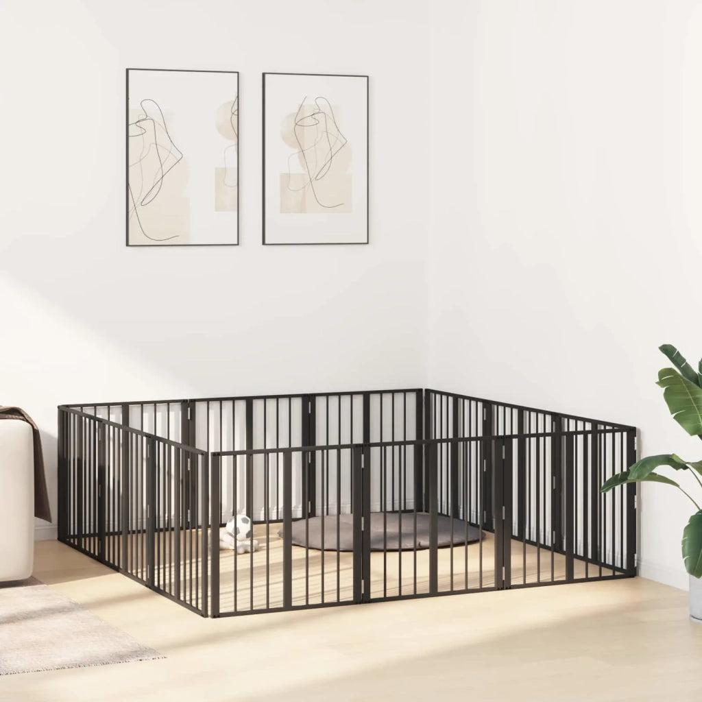 Cancello per cani 12 pcs Nero 60 x 60 cm Acciaio zincato 892024