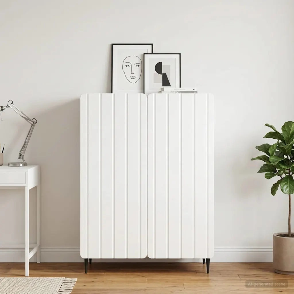 Credenza Bianco Lucido 66 x 34,5 x 92 cm Legno ingegnerizzato 894359
