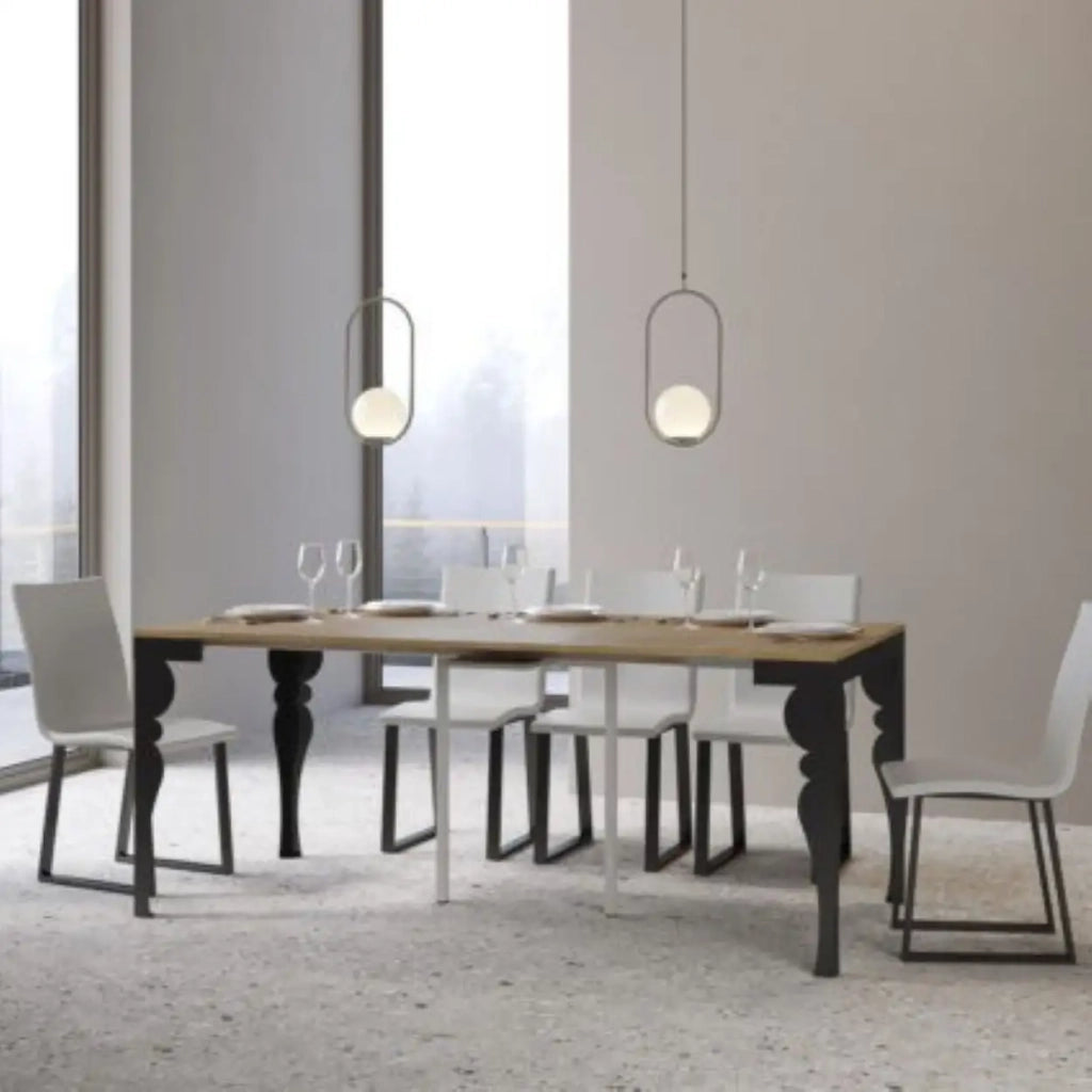 Consolle allungabile 90x40/300 cm Paxon Evolution quercia natura telaio e gambe antracite