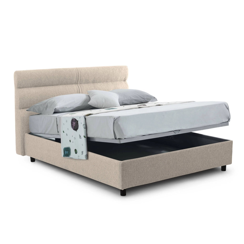 Brenta, Letto Singolo Sfoderabile Made in Italy, Grigio Tortora