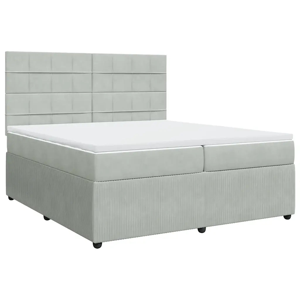 Giroletto a Molle con Materasso Grigio Chiaro 200x200cm Velluto