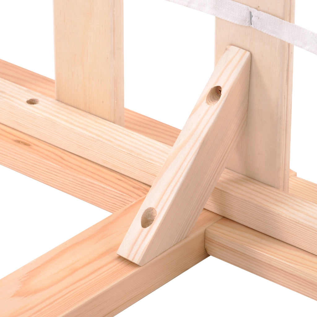OKWISH Letto Singolo 140×200 cm con Testiera e Rete a Doghe, senza Materasso, in Legno Massello, Naturale