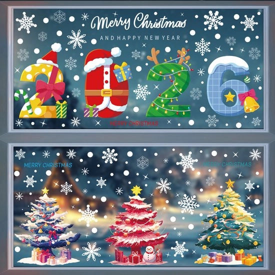 Decorazioni per Natale, adesivi statici, accessori per la festa di Natale, adesivi per vetro, stile 1