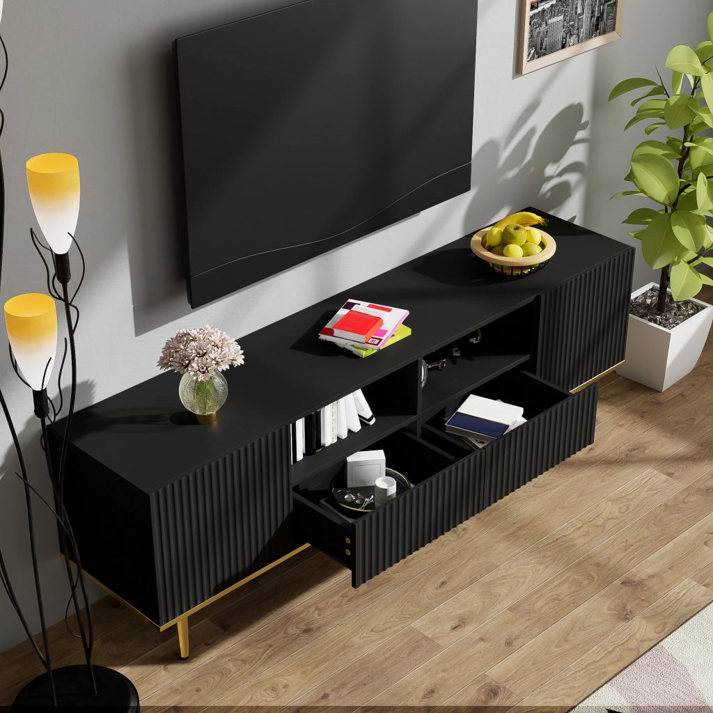 Mobile TV moderno con piedi e bordo dorati
