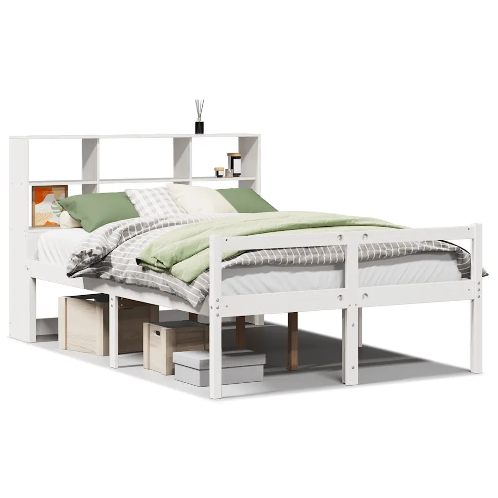 Letto Libreria senza Materasso Bianco 140x200 cm Legno di Pino 3322017