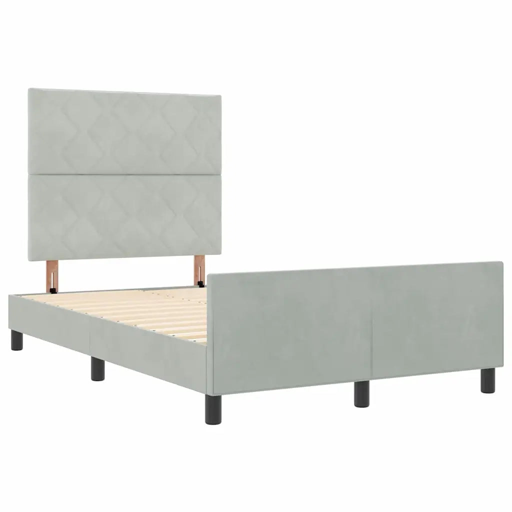 Letto a molle con testiera Grigio chiaro 120 x 200 cm Velluto 3344999