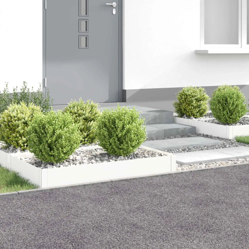 Bordura per Prato 4 pz 100 x 60 x 20 cm Acciaio Bianco 8008934