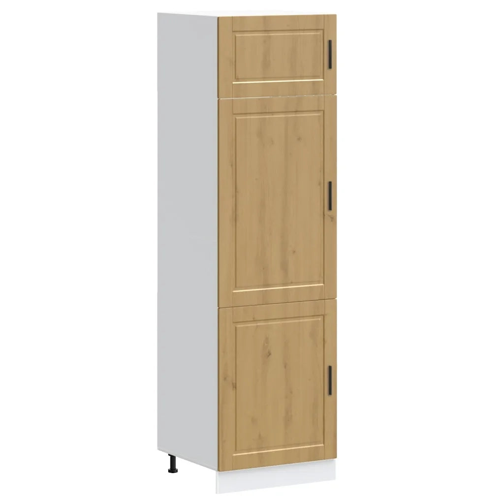 Mobile da cucina Porto con piedini regolabili 60 x 57 x 207 cm ampio spazio contenitivo stile artigianale in legno di rovere 02_0050421
