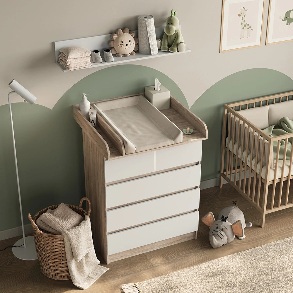 Vicco Fasciatoio Sonoma/Bianco 80 x 110.2 cm con 5 cassetti