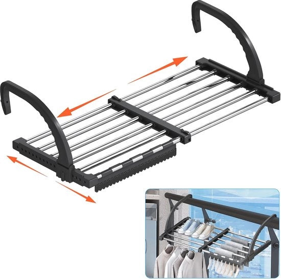 Raccordo per balcone - 42-73 cm estensibile in acciaio inossidabile - pieghevole, nero