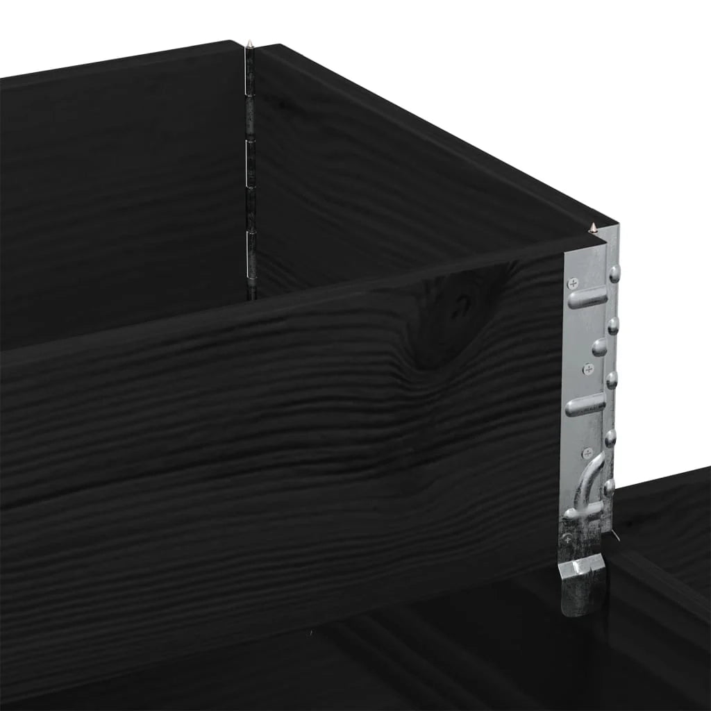 Aiuola rialzata/fioriera per piante fiori patio giardino 3 livelli 120 x 80 cm legno massello di pino nero 02_0039887