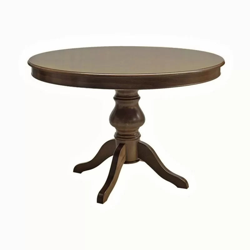 Tavolo rotondo classico allungabile legno tinta noce 100x100x80 - Mobili 2G