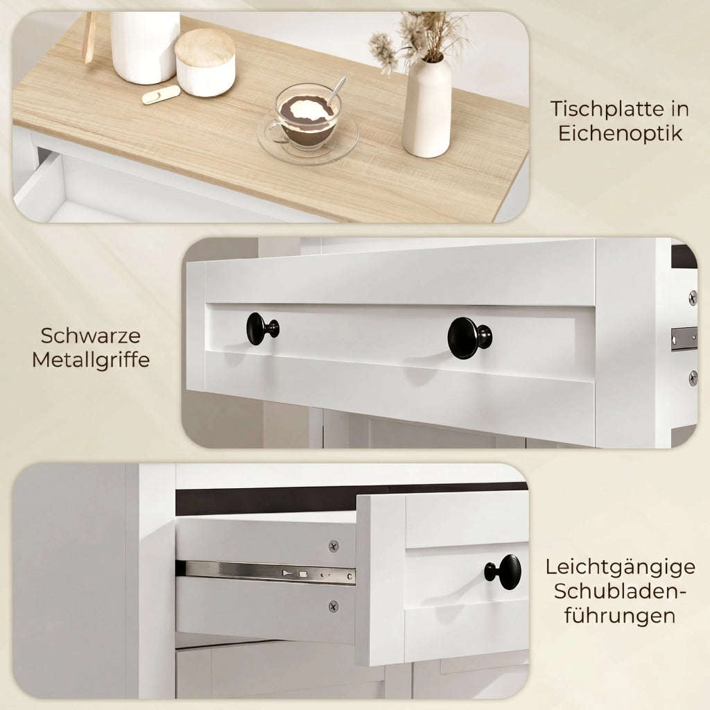Credenza con cassetti e ante ¨C zephmum ¨C bianco 78.5x35x80 cm