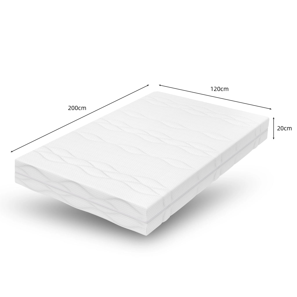 Materasso 120 × 200 cm a molle insacchettate, 7 zone ergonomiche, altezza 20 cm, rivestimento sfoderabile