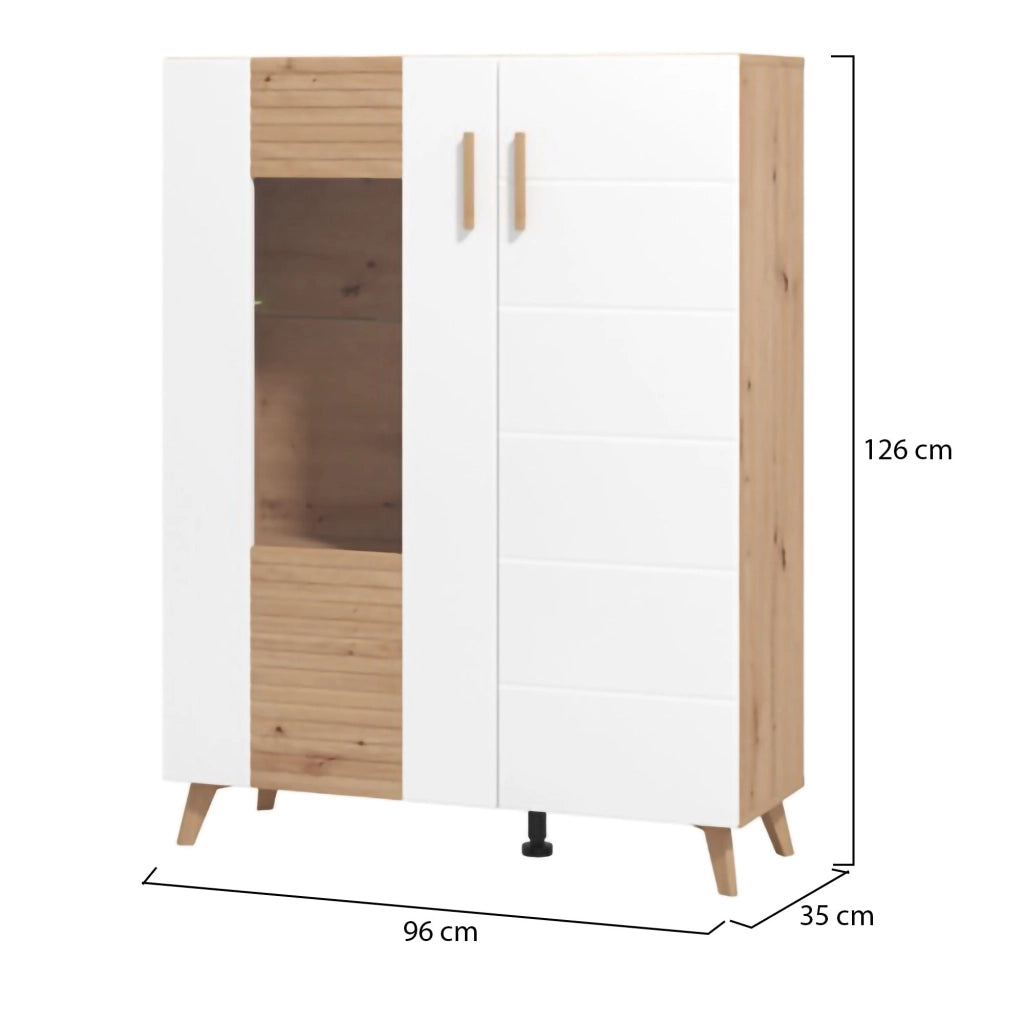 Mobile Espositore Cetona, Vetrina 4 Ripiani, 96x35x125.5h cm Marrone Rovere Nodi