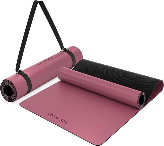 Mat di yoga premium per studio | grande mat di yoga antislip in PU ECO e gomma naturale | innovativo e sostenibile trattamento antislip | cinturino di yoga 2 in 1 | mat per sport | 185*68*0,4 cm