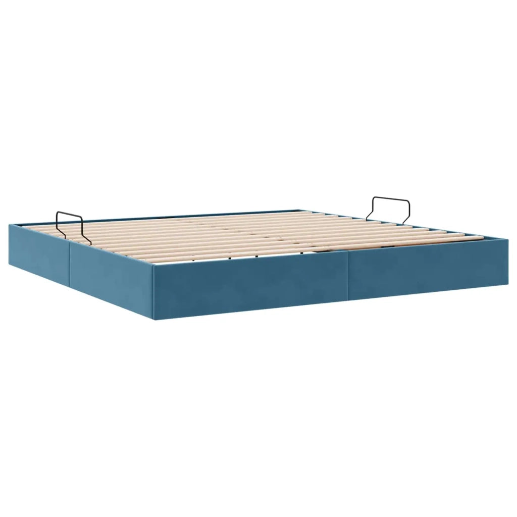 Letto ottomano con archiviazione Blu Scuro 200 x 200 cm Velluto