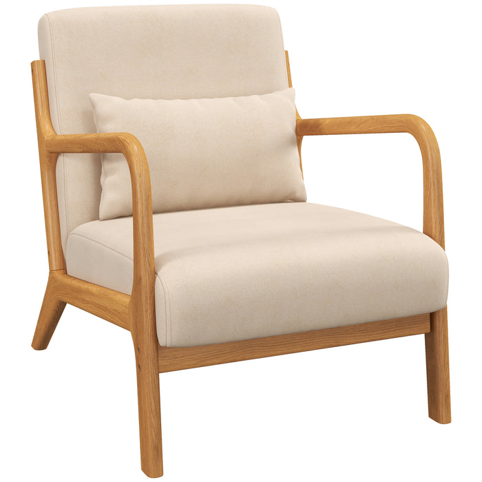Poltrona in Stile Scandinavo 61x78x76 cm Struttura in Legno Rivestimento in Velluto Beige