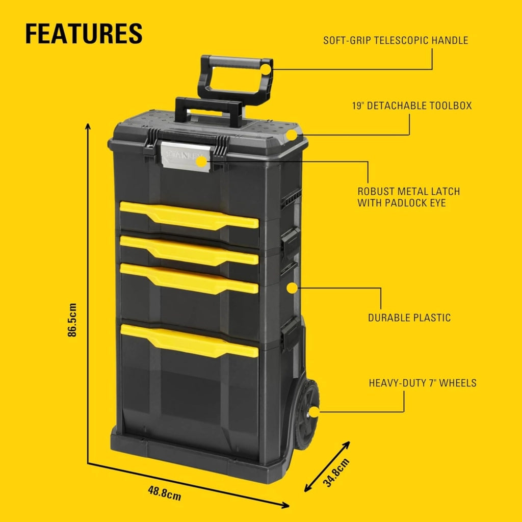 Mobile Portautensili 3 in 1 su Ruote Stanley Cm 48X34 H.cm 86 179206