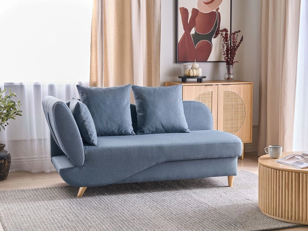 Chaise Longue in tessuto blu lato sinistro con contenitore stile moderno contemporaneo soggiorno