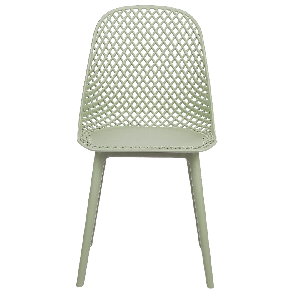 Set di 4 sedie da pranzo Seduta e gambe sintetiche verde chiaro Schienale a rete aperto Design moderno e minimalista