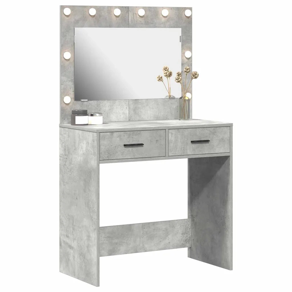 Tavolo da Trucco con cassetto Grigio cemento 78,5 x 41 x 135 cm 865031