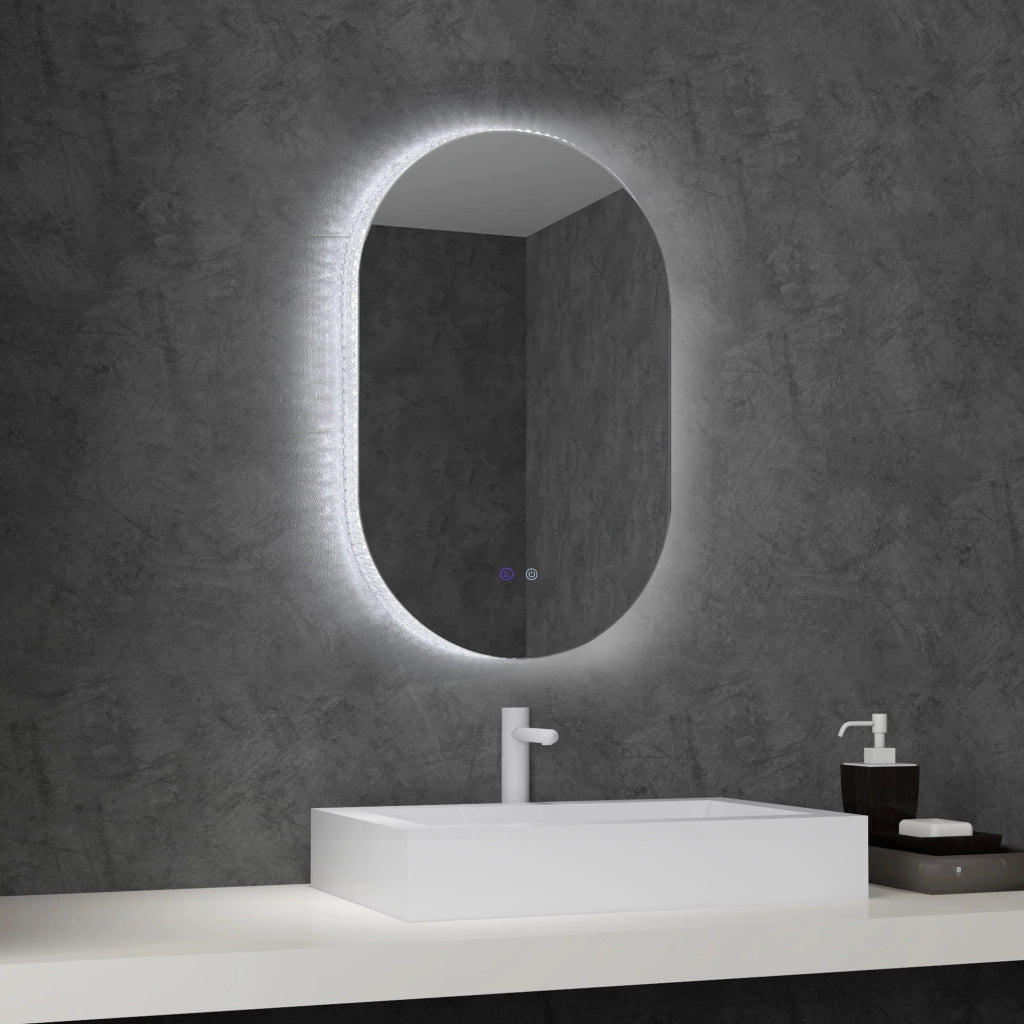 Specchio Bagno LED Antiappannamento con Luminosit¨¤ Regolabile, in Vetro e Alluminio, 81x51x4.5 cm