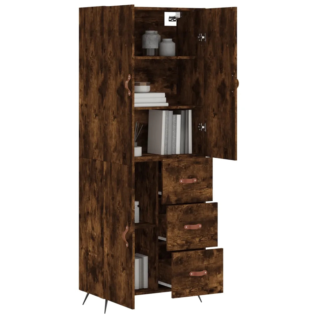 vidaXL Credenza Rovere Fumo  69,5x34x180 cm in Legno Multistrato