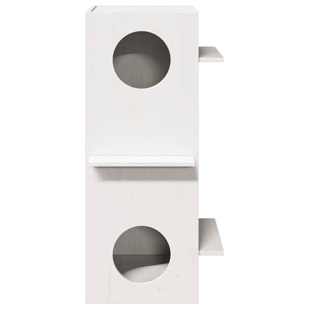 Cuccia per Gatti Bianca 43x43x90 cm in Legno Massello di Pino 859299