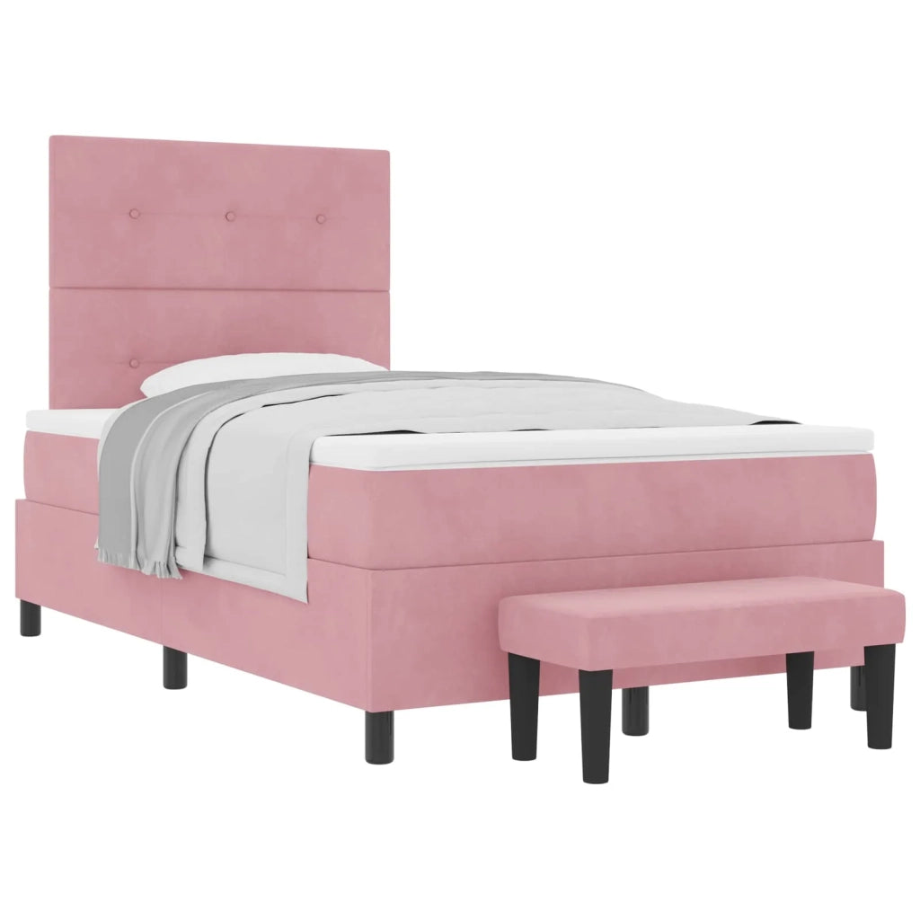 Letto a molle con testiera Rosa 200 x 120 cm Velluto 3344509
