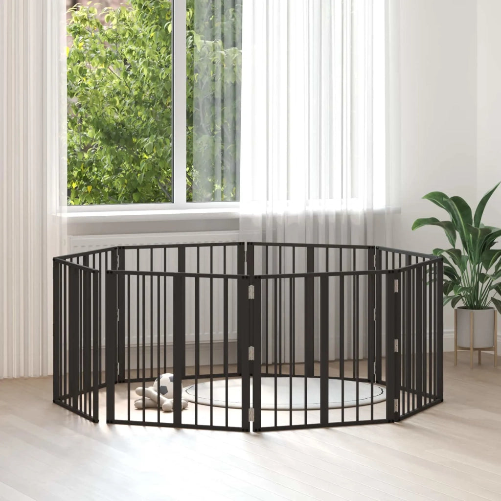 Cancello per cani 8 pcs Nero 60 x 60 cm Acciaio zincato 892022