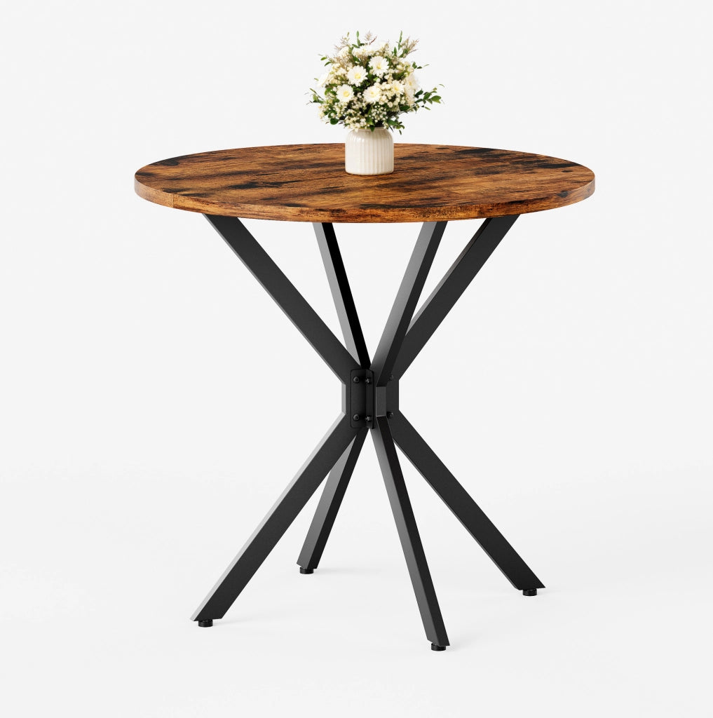 Tavolo da pranzo rotondo 80 cm marrone e nero – gambe a X, senza materasso