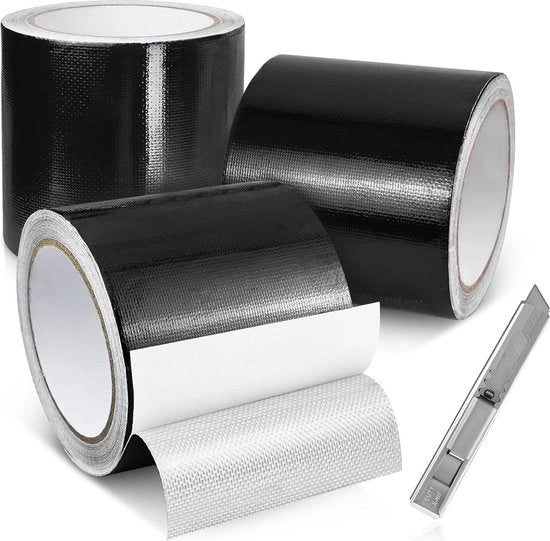 Trena extra resistente a 10 m x 100 mm - nastro adesivo impermeabile per interni ed esterni - rinforzato con tessuto - nero 3 trena