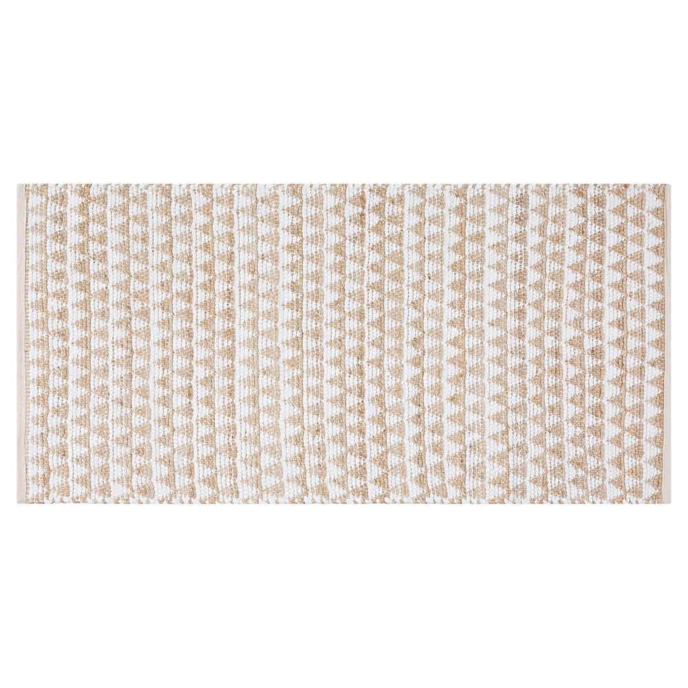 Tappeto Beige Iuta e Misto Cotone 80 x 150 cm Motivo Geometrico Intrecciato a Mano