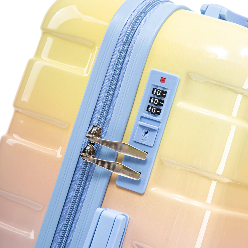 Set 2 valigie rigide spinner con lucchetto a combinazione e beauty case 14", giallo