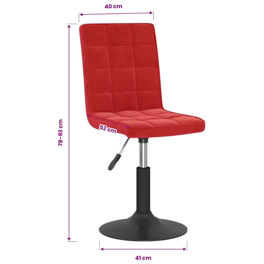 Sedie da Pranzo Girevoli 4 pz Rosso Vino in Velluto 3089295