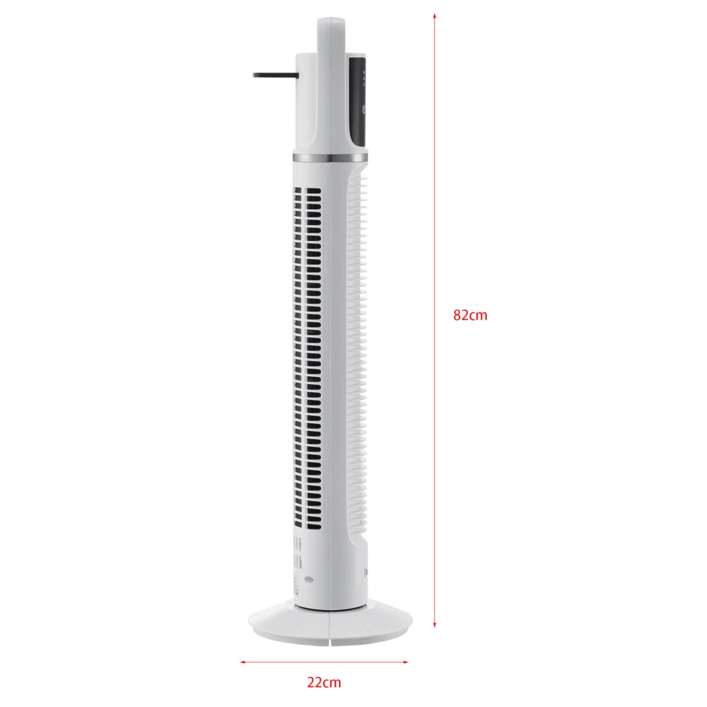 Ventilatore a Torre 82 cm con Telecomando e Timer Modalitá Oscillante Motore da 40W - Bianco