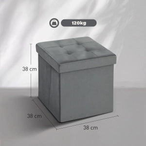 POUF Contenitore Pieghevole 38x38x38 cm Grigio in poliestere