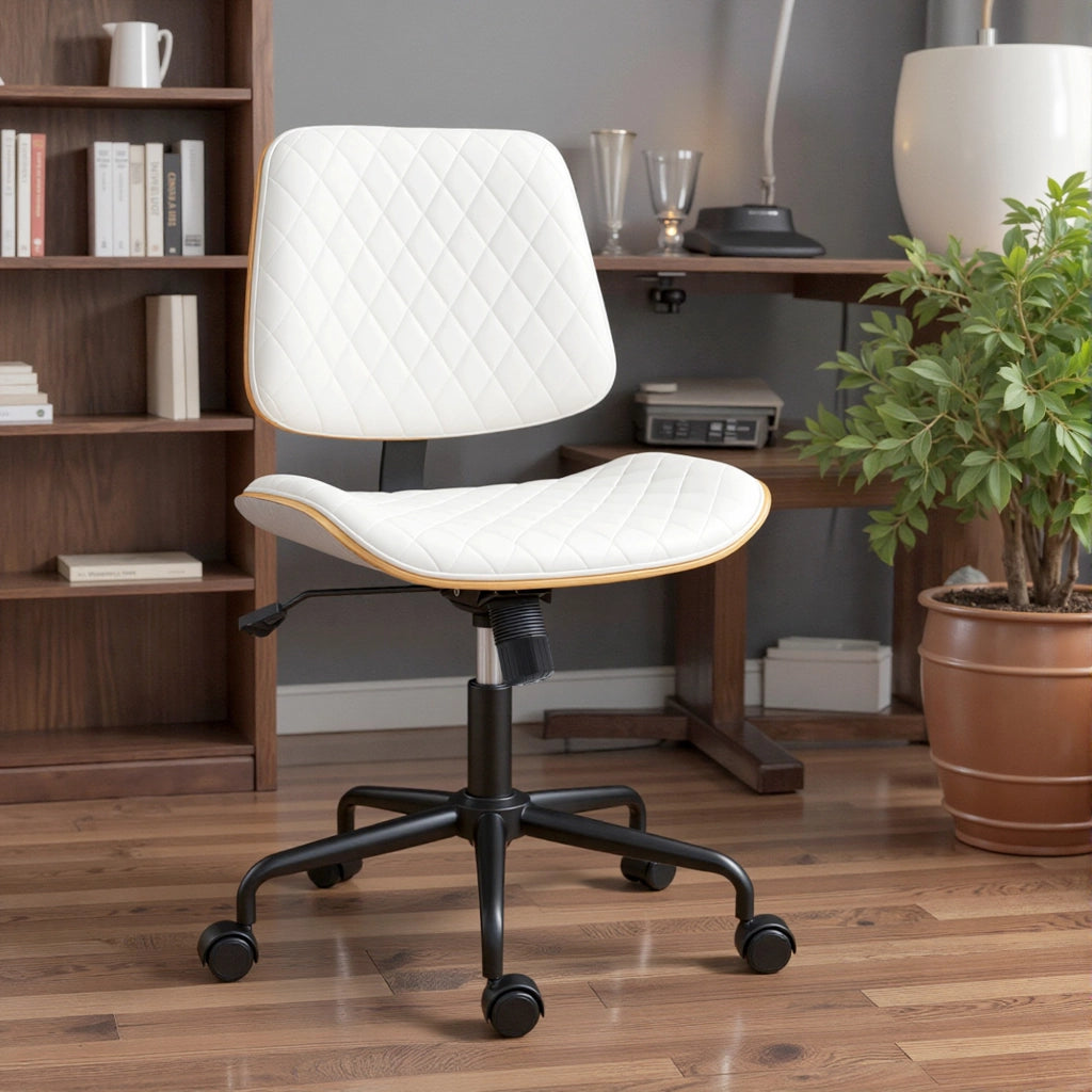 Sedia da Ufficio Giratoria senza Braccioli Schienale Curvo ¨C Minimal ¨C Bianco