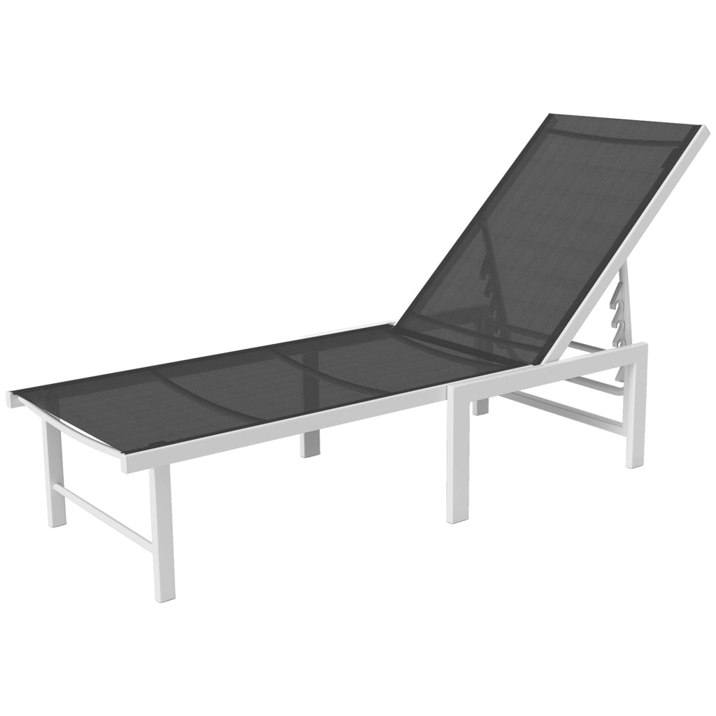 Lettino sdraio regolabile ¨C zephmum ¨C acciaio e textilene, bianco e grigio, 60x166x84 cm