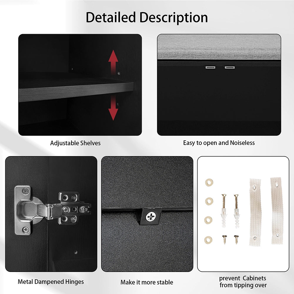 Banc moderne con ripostiglio per scarpe - Xylo - L100xP34xH69 cm - Porte metalliche asimmetriche, tre porte, pi?? livelli di stoccaggio
